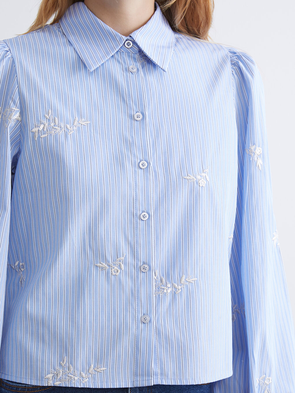 LCW Modest قميص نساء كروب مخطط -W5K376Z8-LEN