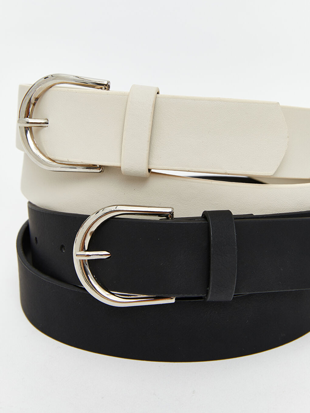 Siyah Deri Görünümlü Kadın Kemer 2'li-3