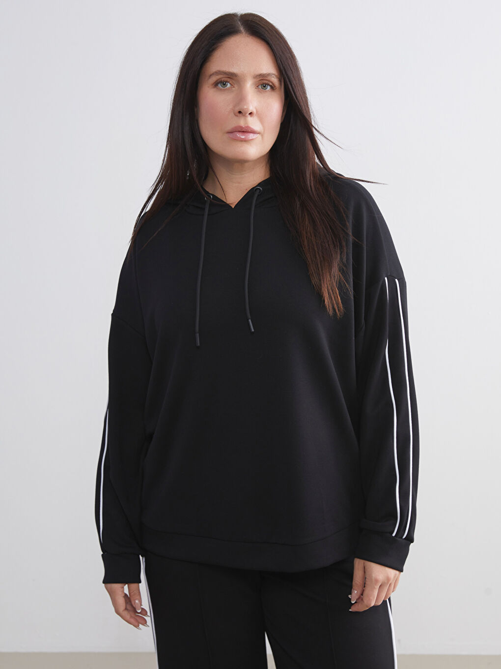 Siyah Oversize Kadın Hoodie-1