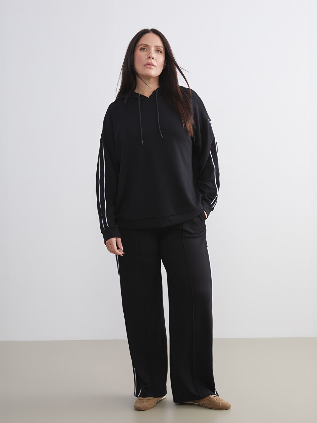 Siyah Oversize Kadın Hoodie-5