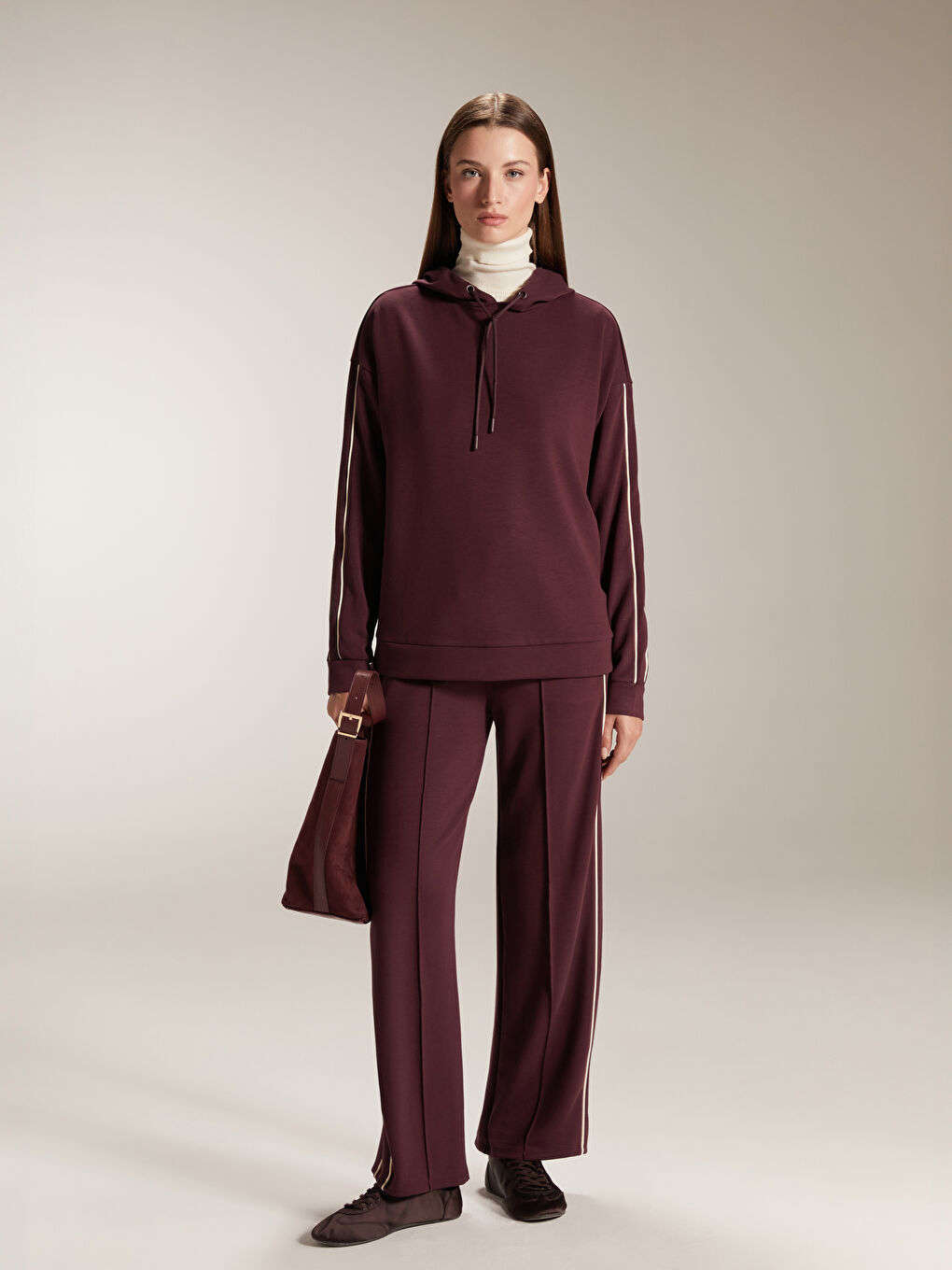 Mürdüm Oversize Kadın Hoodie-1