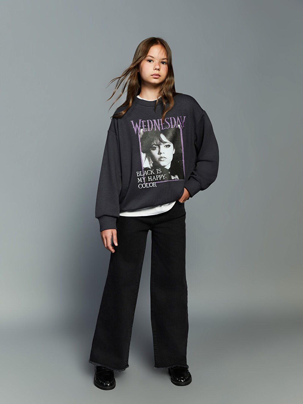 LCW Kids Girl GREY Sweatshirt -W5K419Z4-HJU