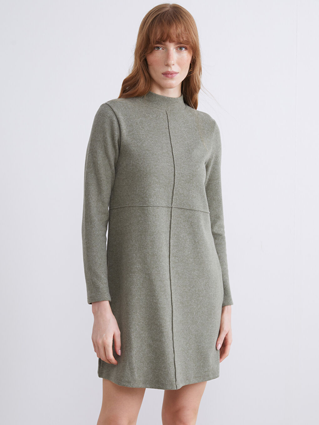 Yeşil Yarım Balıkçı Yaka Mini Elbise-1