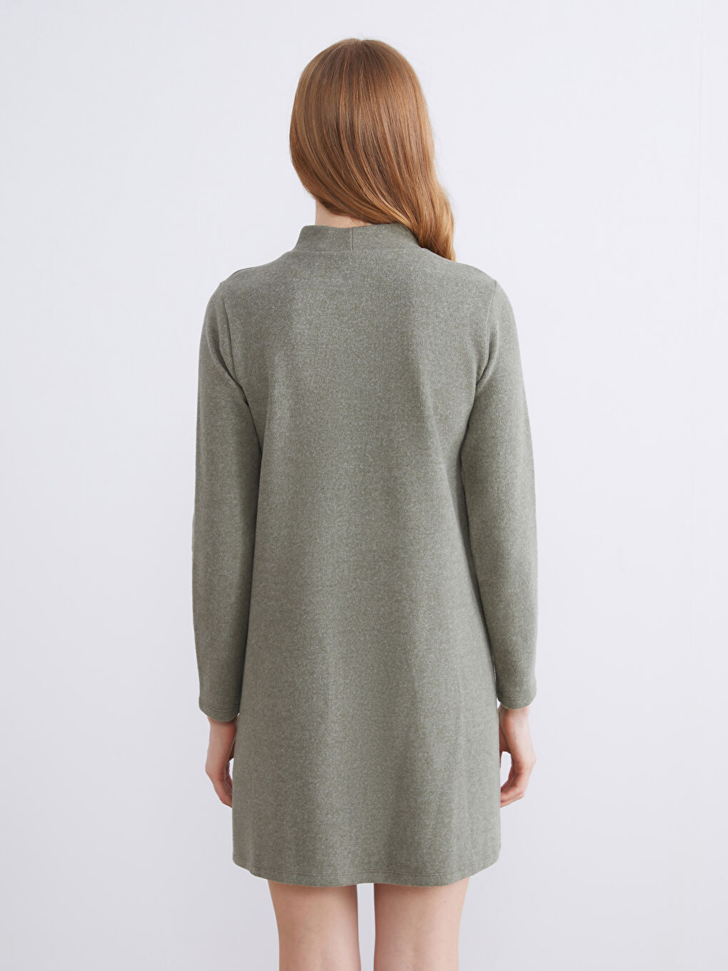 Yeşil Yarım Balıkçı Yaka Mini Elbise-3