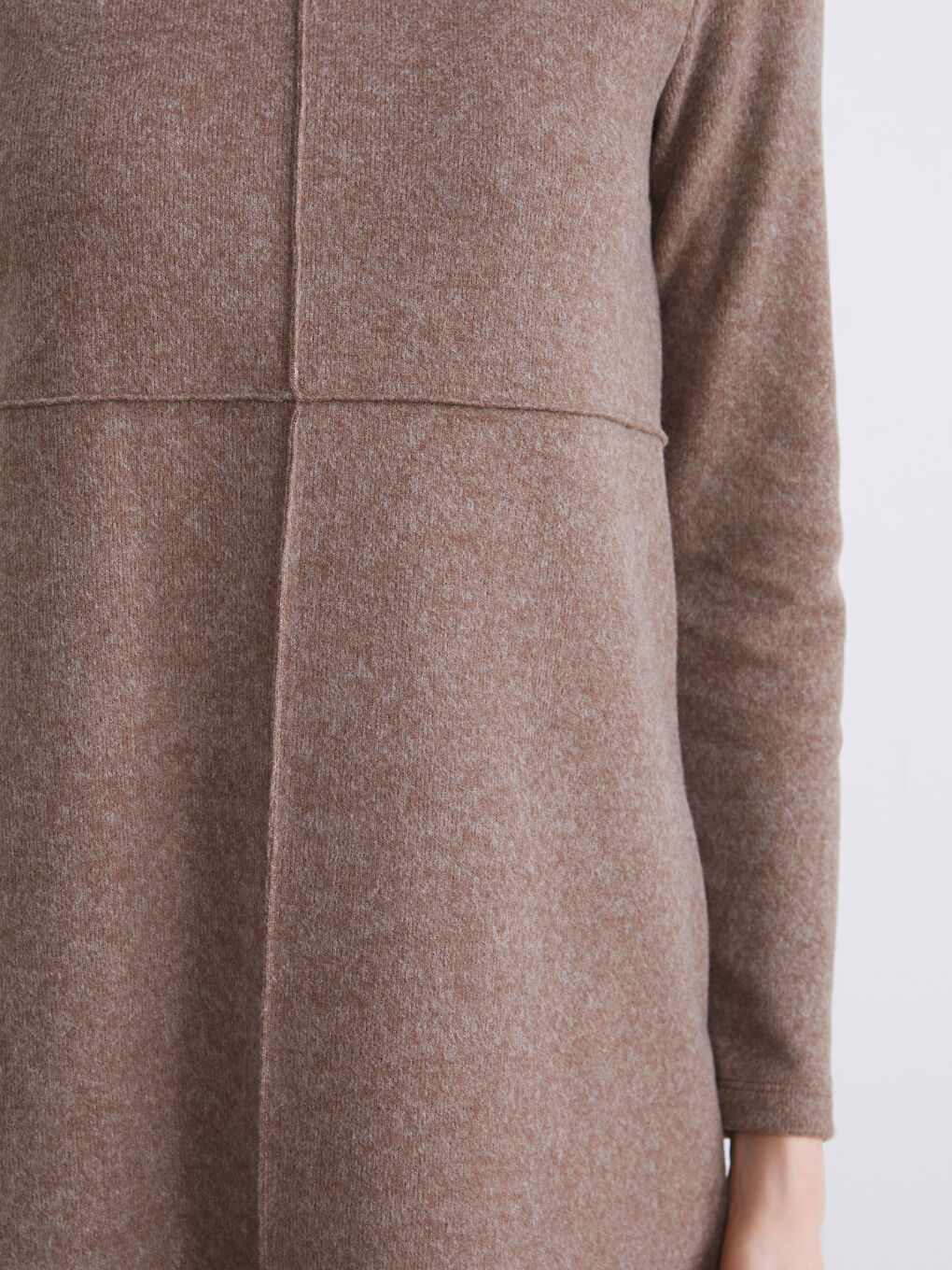 Kahverengi Yarım Balıkçı Yaka Mini Elbise-3