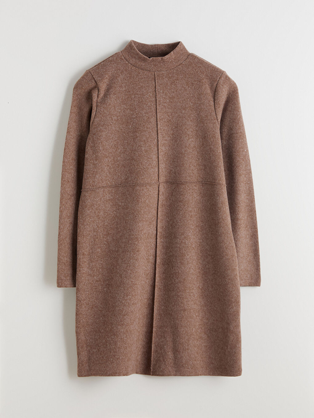 Kahverengi Yarım Balıkçı Yaka Mini Elbise-6