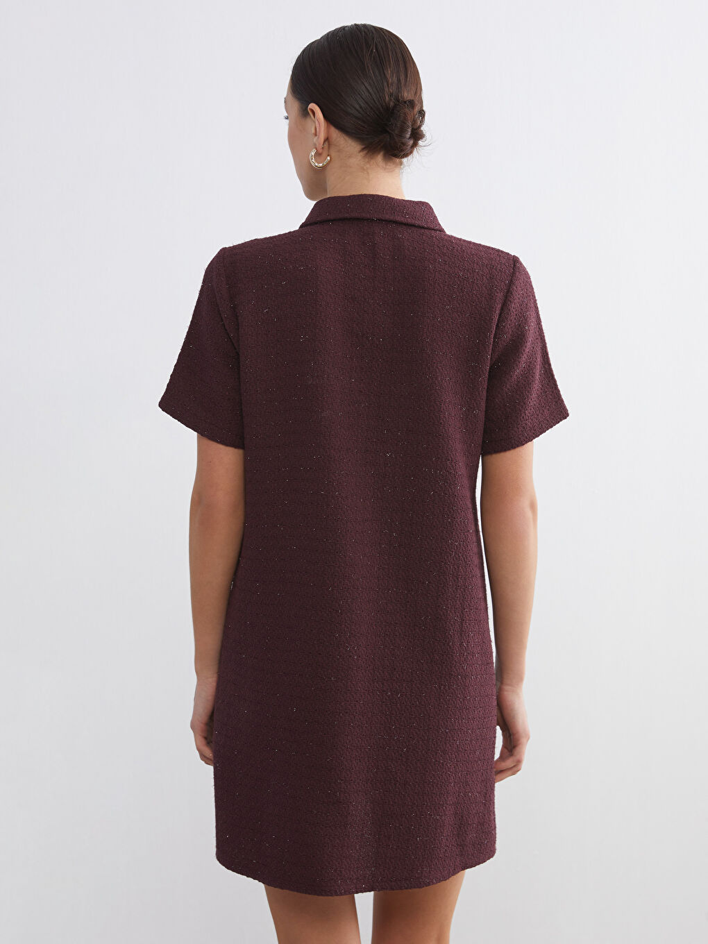 Fuşya Polo Yaka Mini Elbise-3