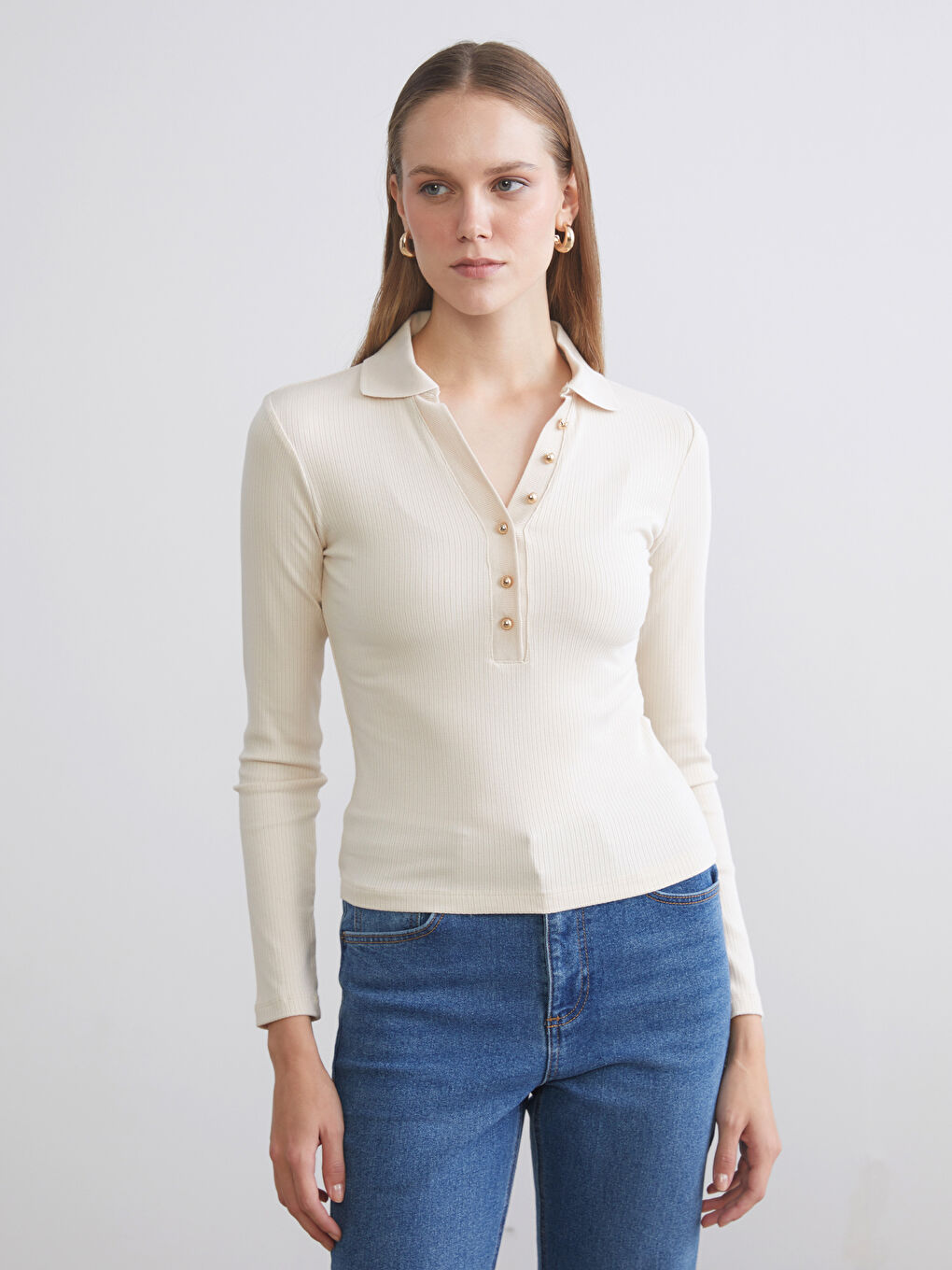 Polo Neck Modal Blend Women's T-Shirt