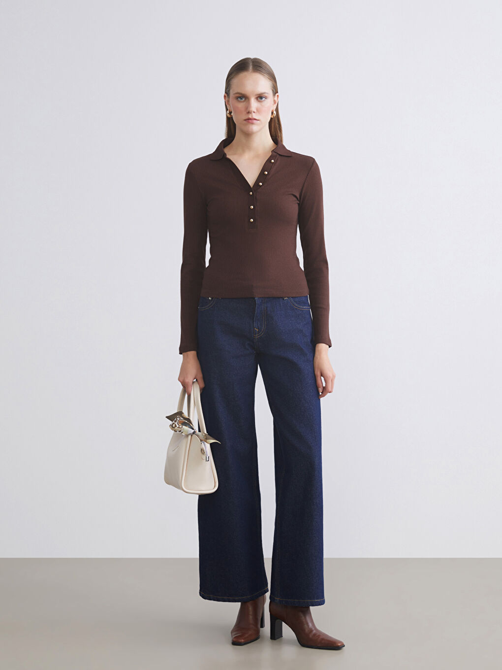 Polo Neck Modal Blend Women's T-Shirt-1