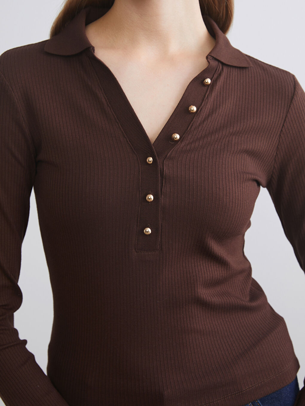 Polo Neck Modal Blend Women's T-Shirt-2