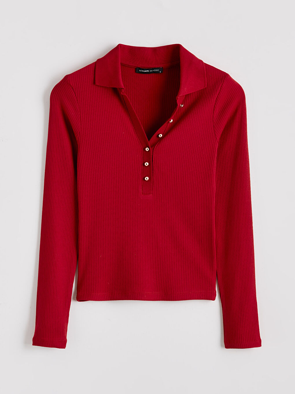 Kırmızı Polo Yaka Modal Karışımlı Kadın Tişört-4