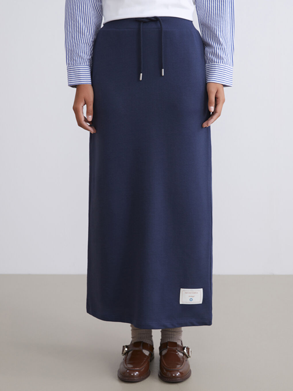 Lacivert Beli Lastikli Kalem Etek-4