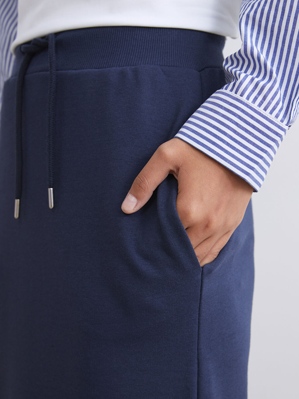 Lacivert Beli Lastikli Kalem Etek-6