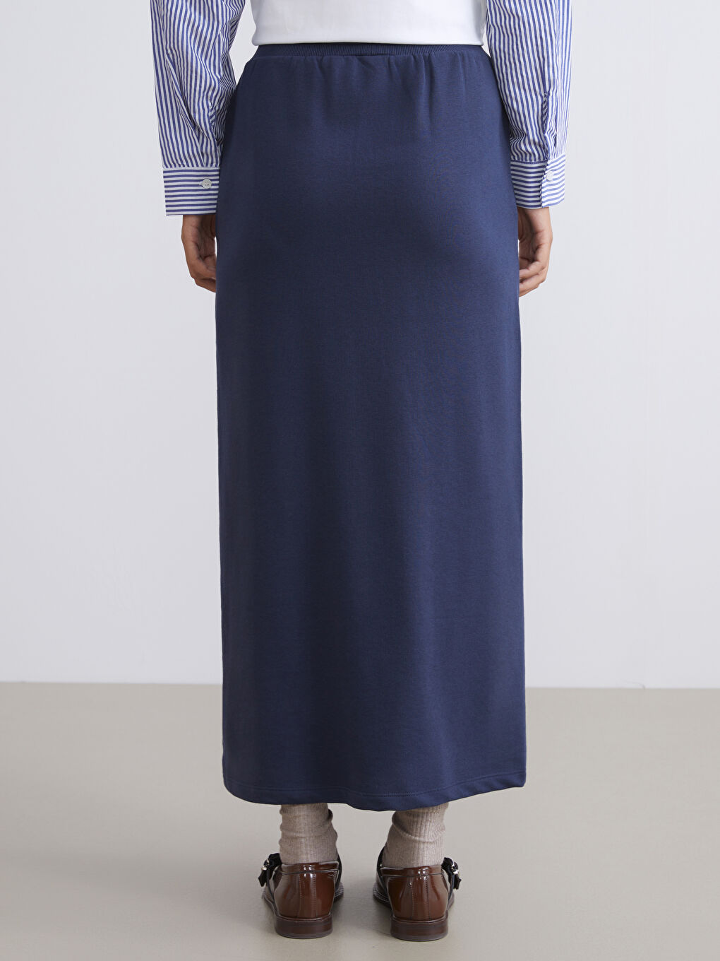 Lacivert Beli Lastikli Kalem Etek-8