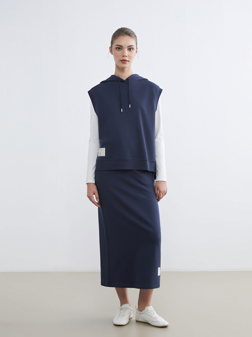 Lacivert Beli Lastikli Kalem Etek-2