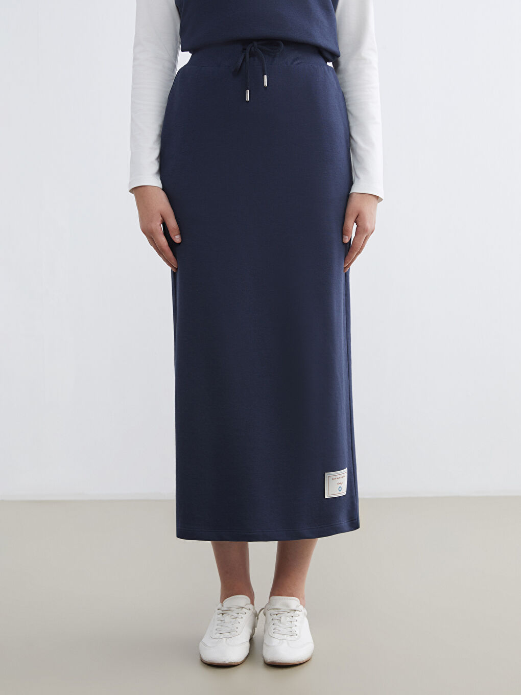 Lacivert Beli Lastikli Kalem Etek-3