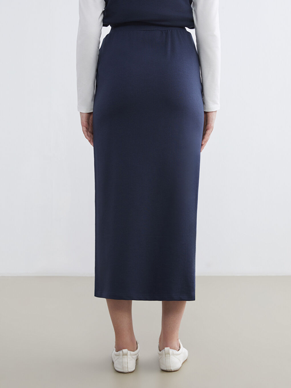 Lacivert Beli Lastikli Kalem Etek-7