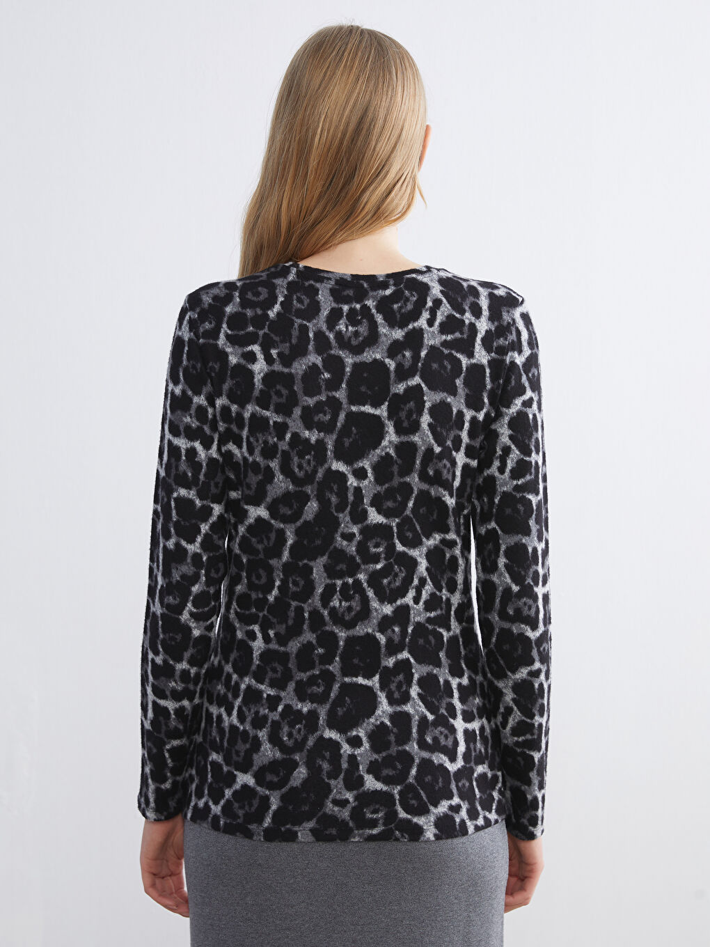 bluza s motivom s okruglim izrezom -3