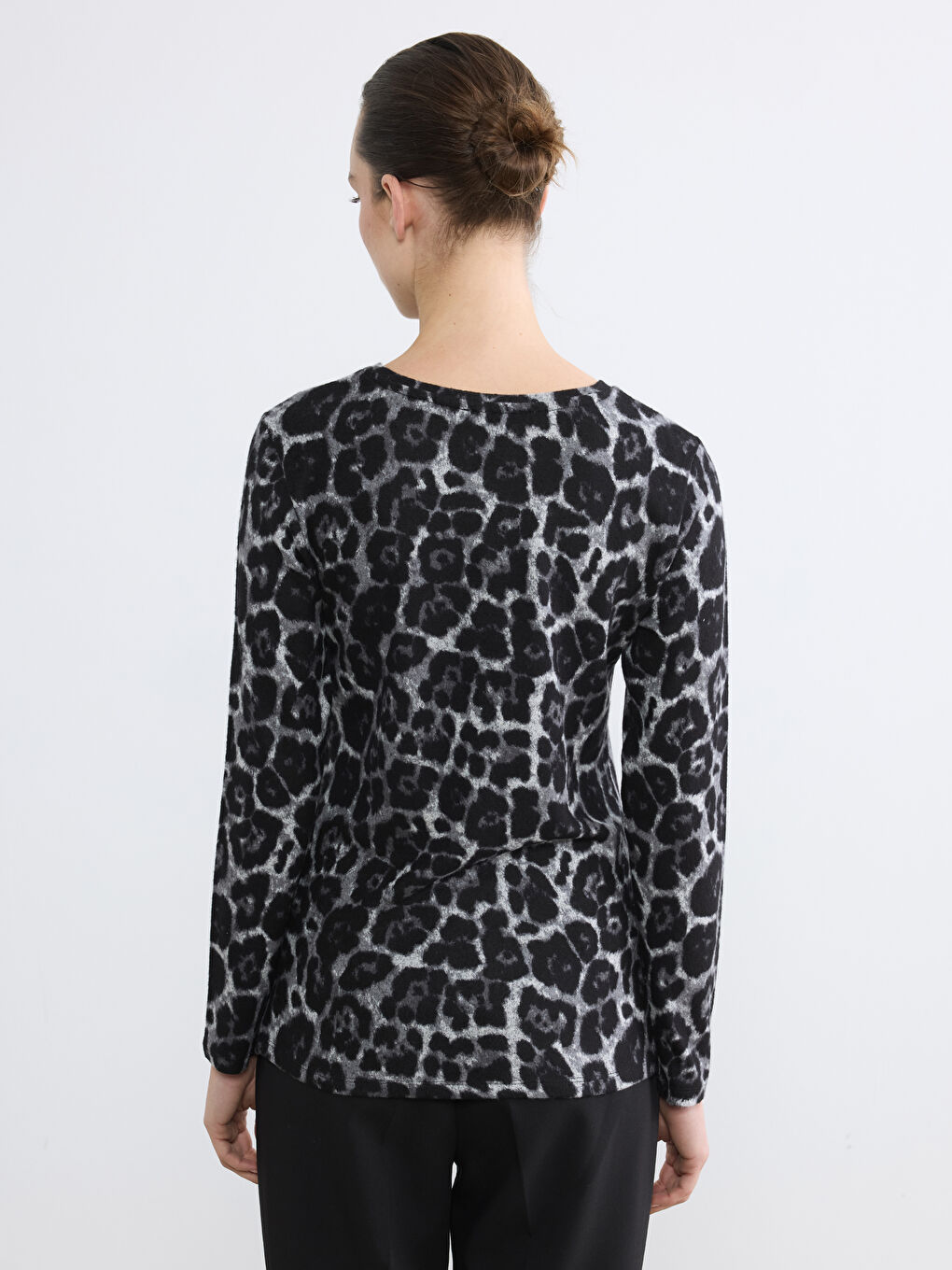 bluza s motivom s okruglim izrezom -3