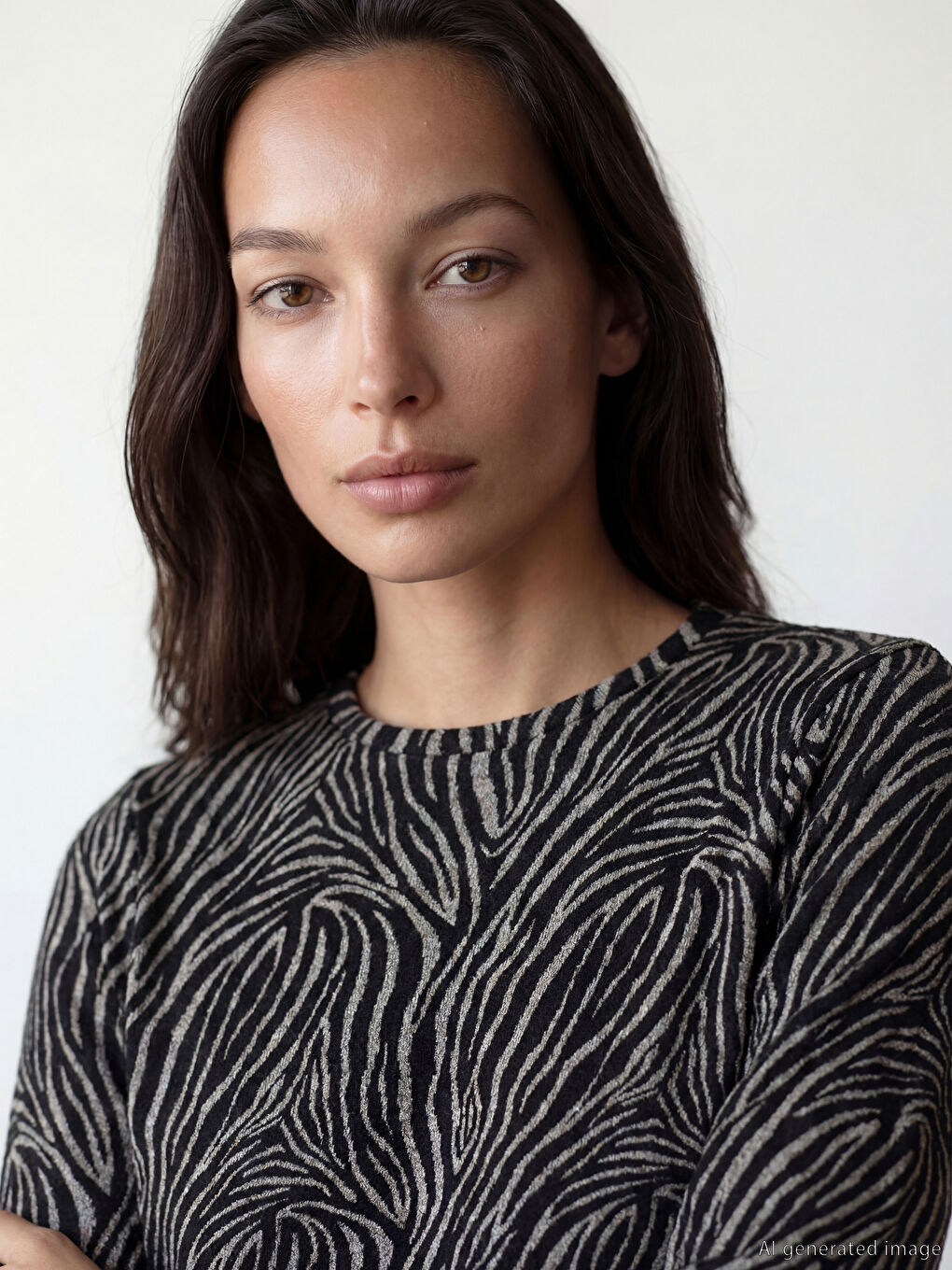 Узорчатая блузка с круглым вырезом-4