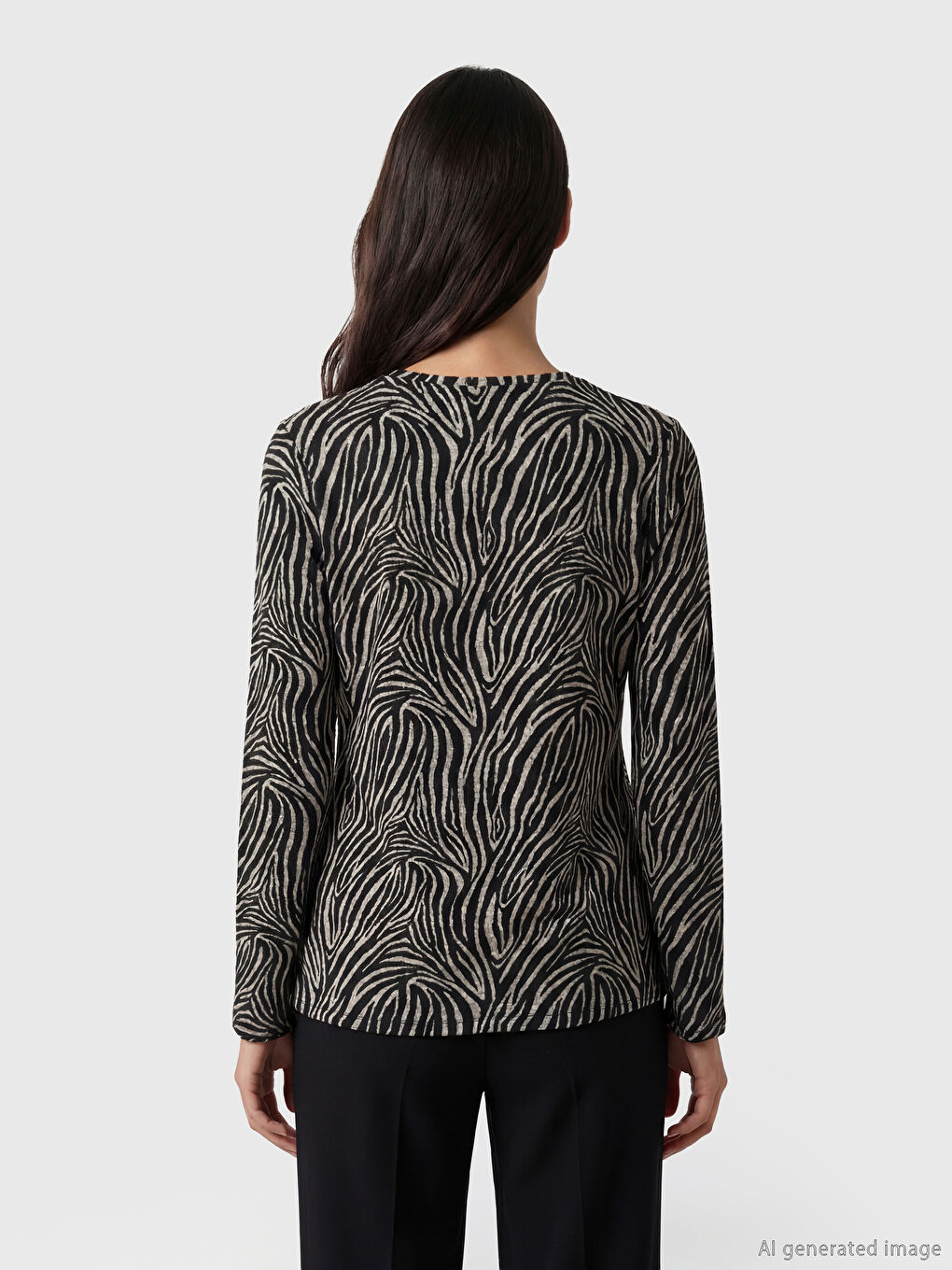 Узорчатая блузка с круглым вырезом-6