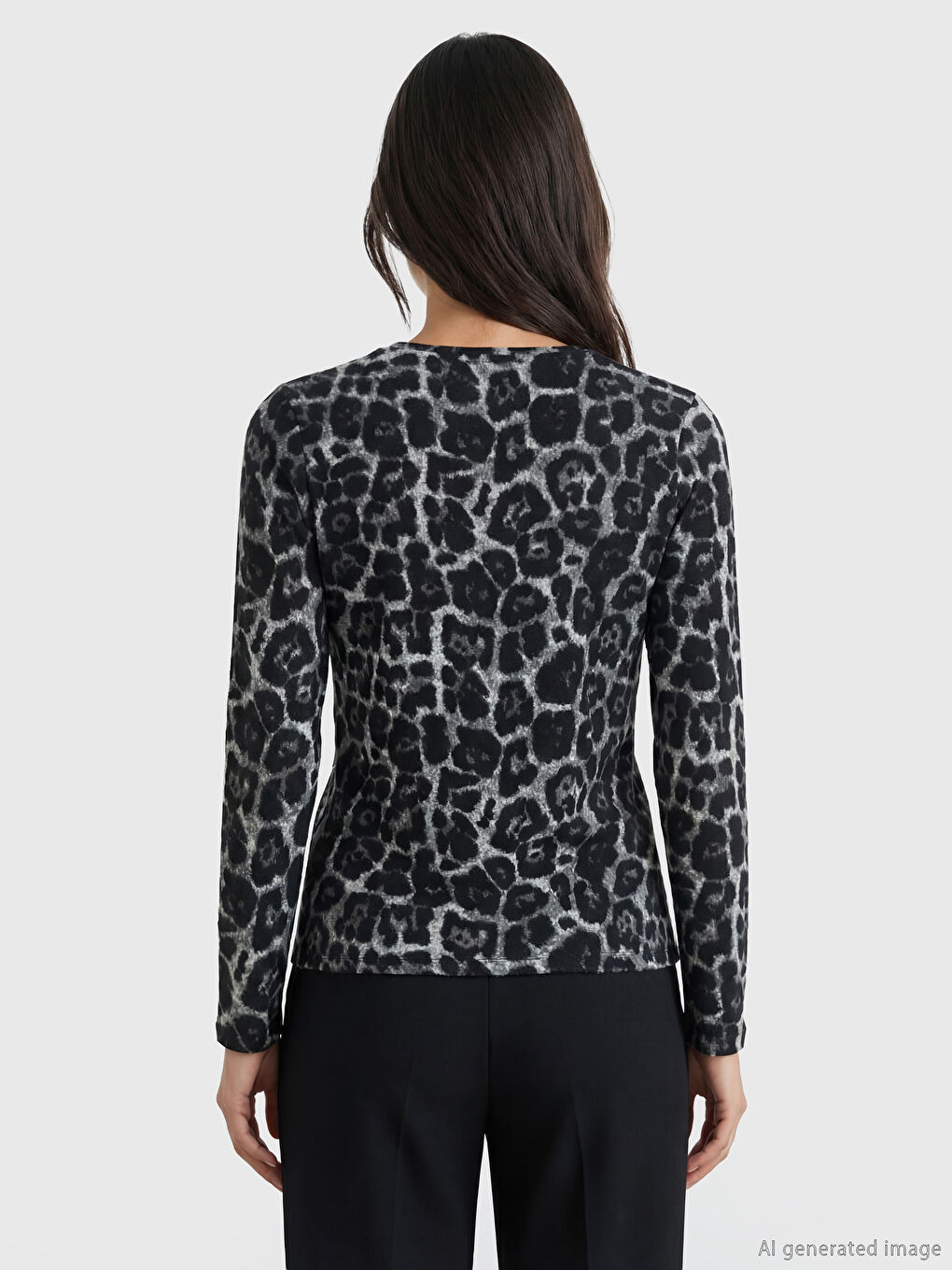 Crew Neck Patterned Blouse-6