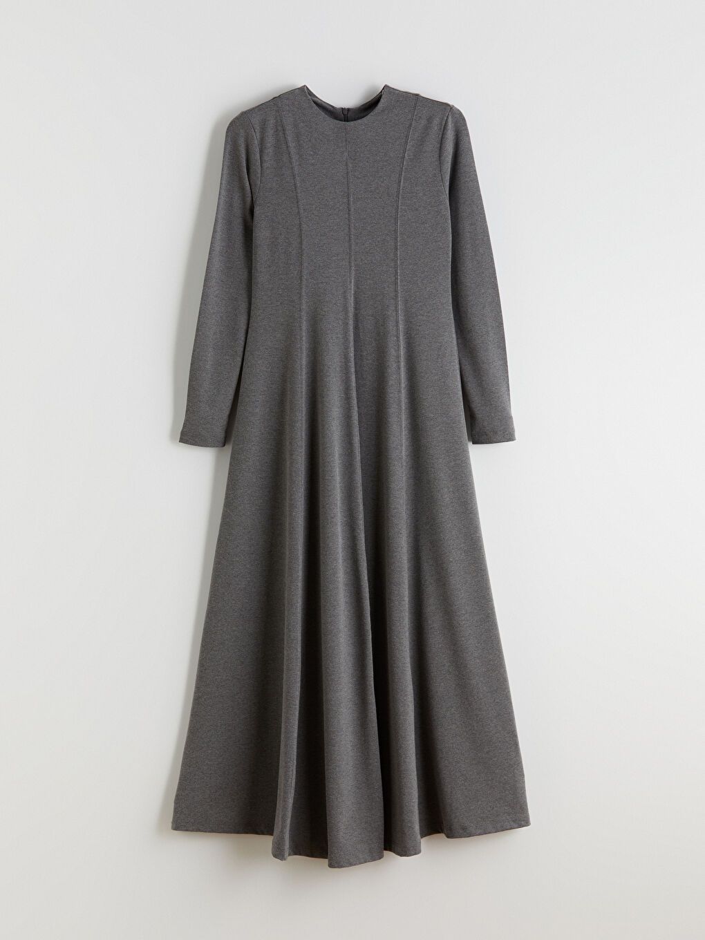 Gri Bisiklet Yaka A Kesim Elbise-4