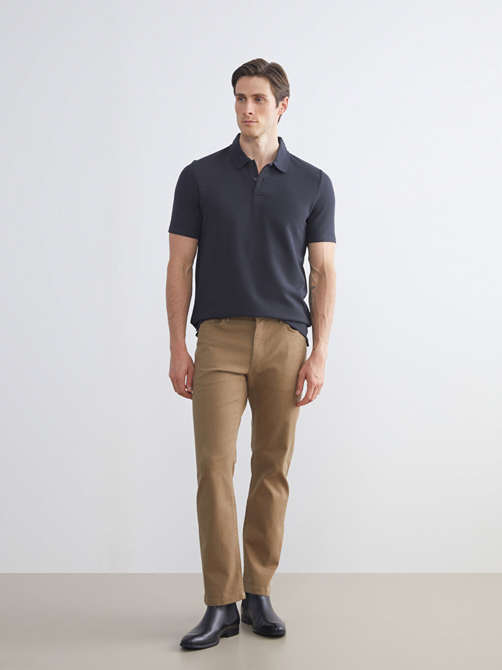 Antrasit Polo Yaka Erkek Tişört-1