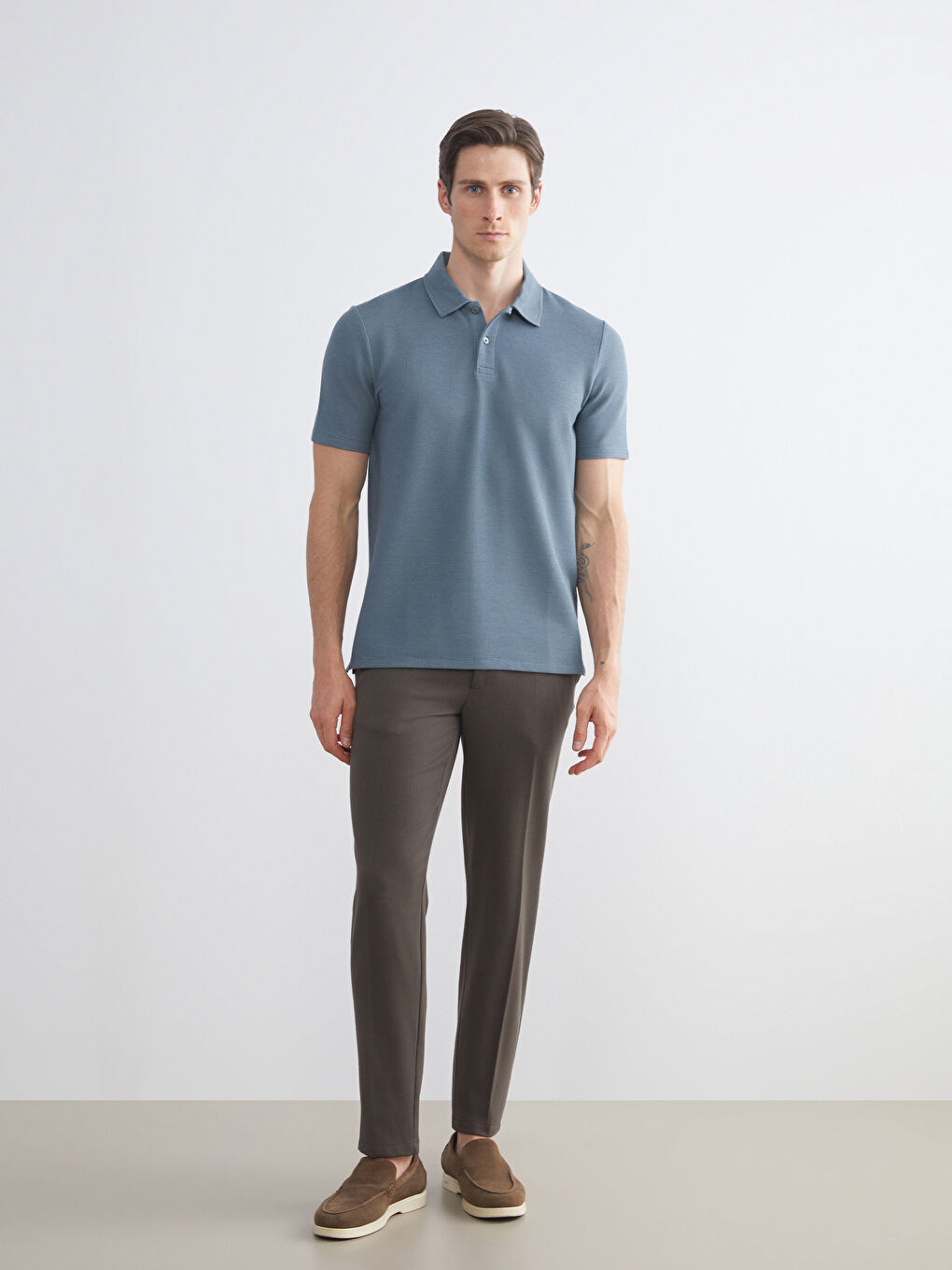 Mavi Polo Yaka Erkek Tişört-3