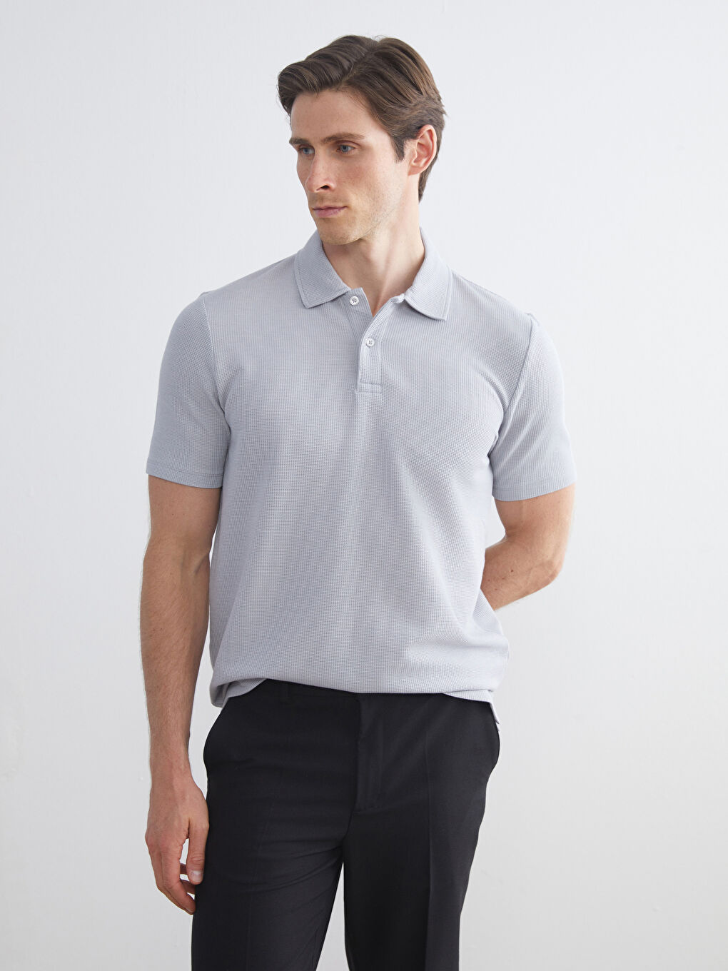 Gri Polo Yaka Erkek Tişört