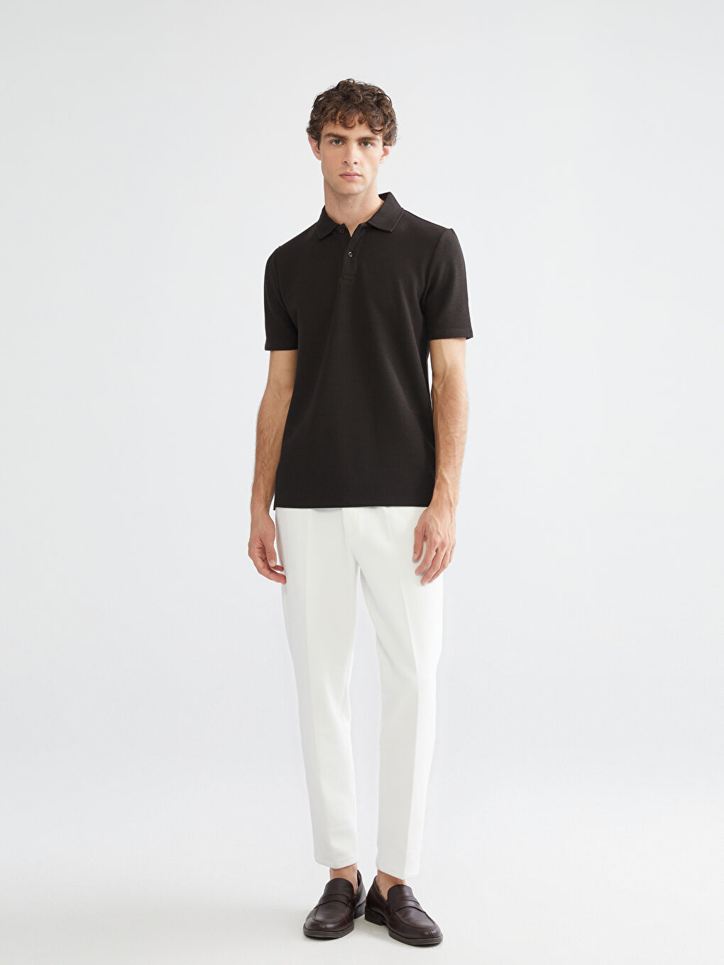 Kahverengi Polo Yaka Erkek Tişört-1