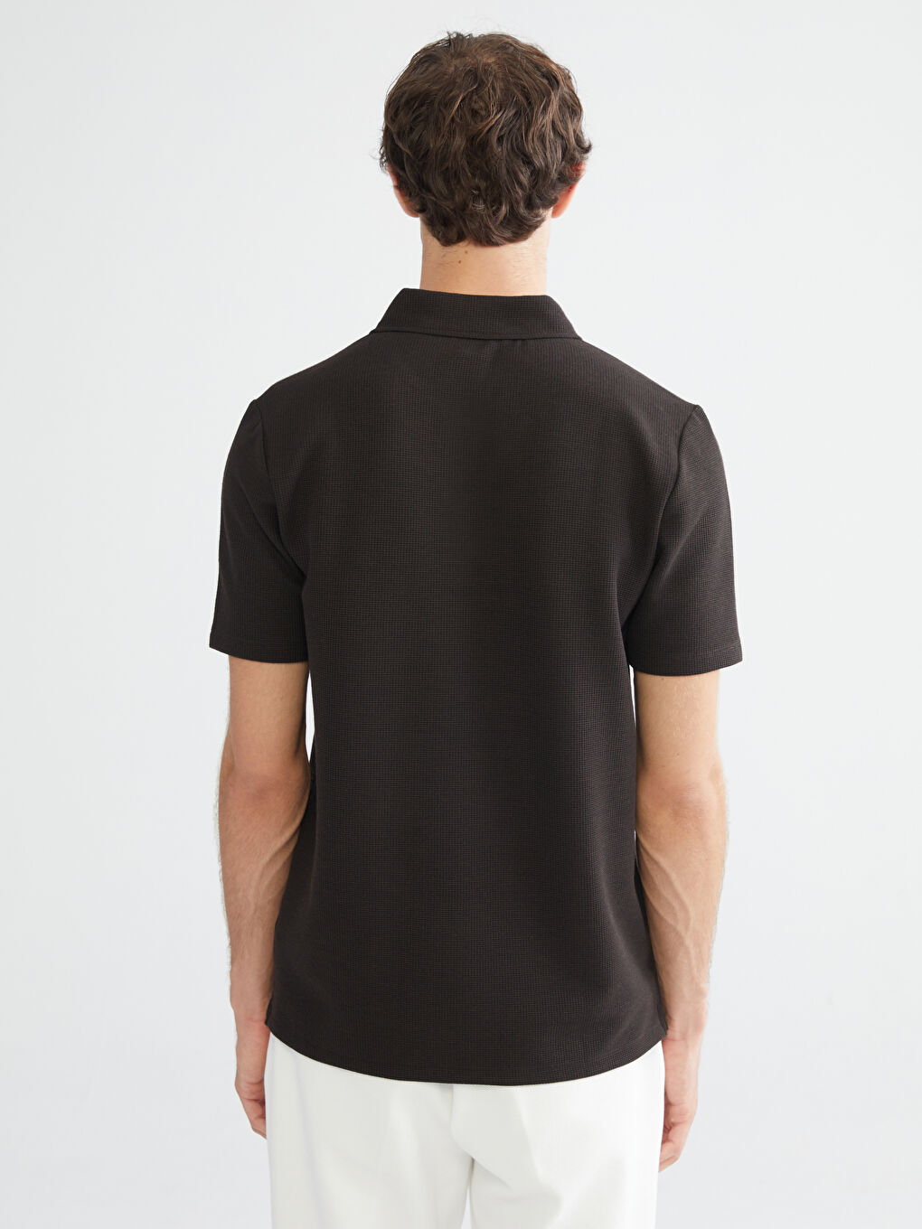 Kahverengi Polo Yaka Erkek Tişört-3