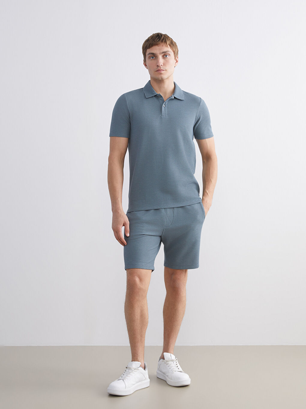 Mavi Polo Yaka Erkek Tişört-2