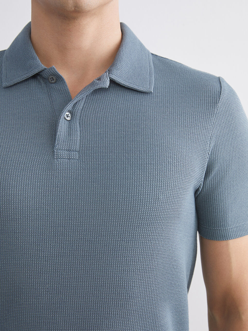 Mavi Polo Yaka Erkek Tişört-4