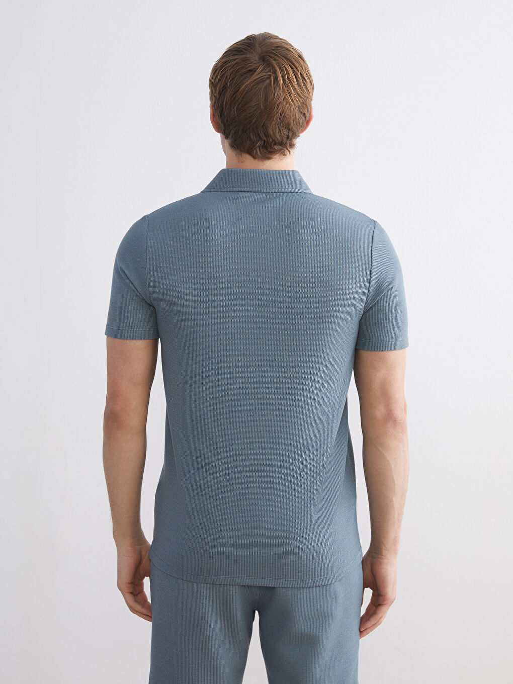 Mavi Polo Yaka Erkek Tişört-6