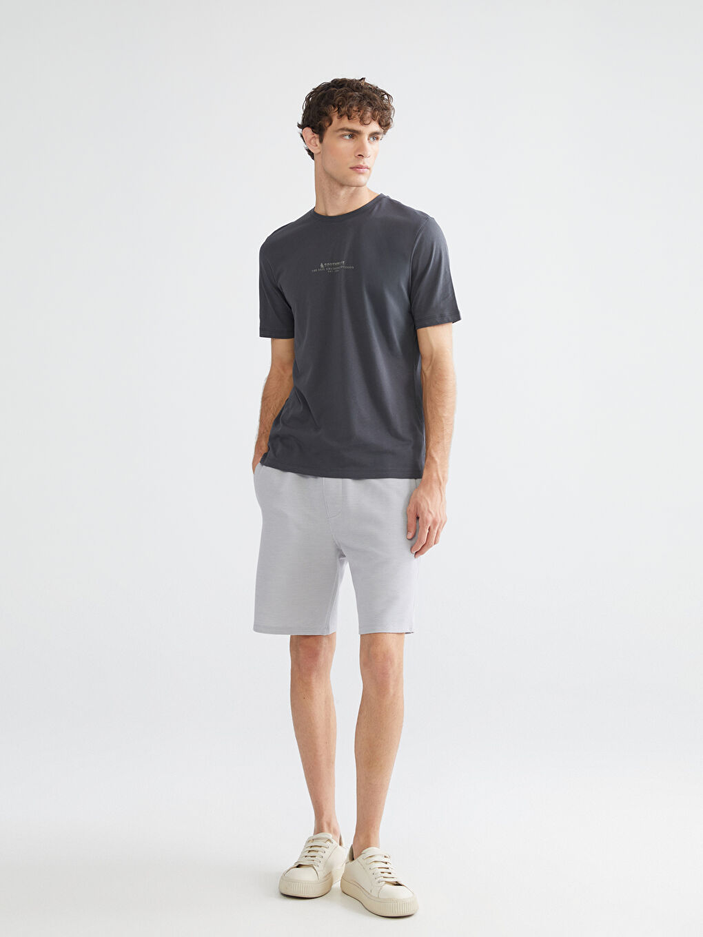 Gri Standart Kalıp Erkek Şort