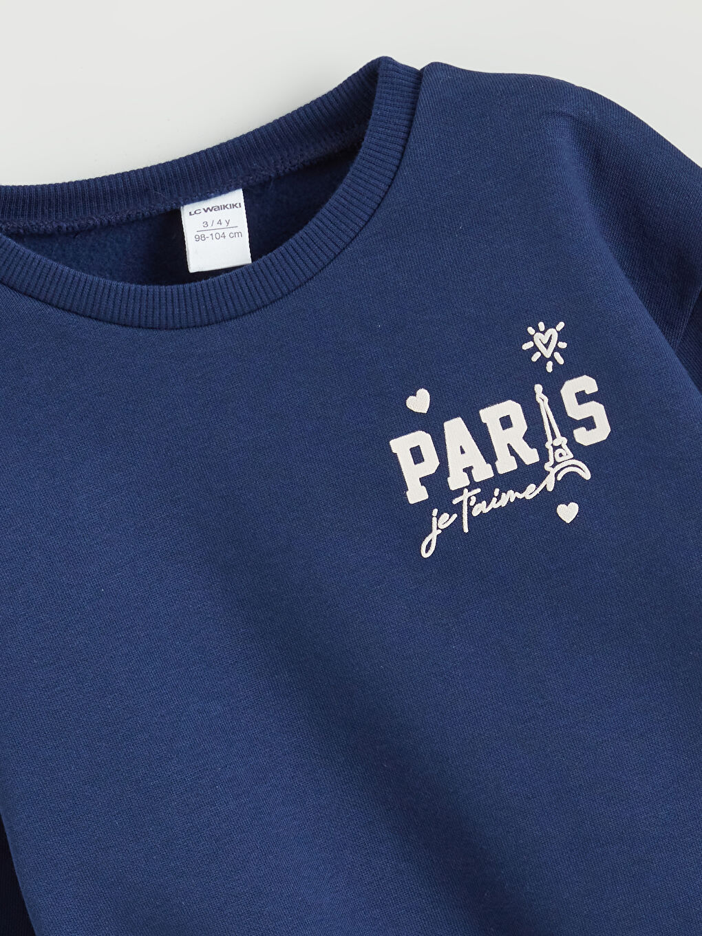 Lacivert Bisiklet Yaka Baskılı Uzun Kollu Kız Çocuk Sweatshirt-2