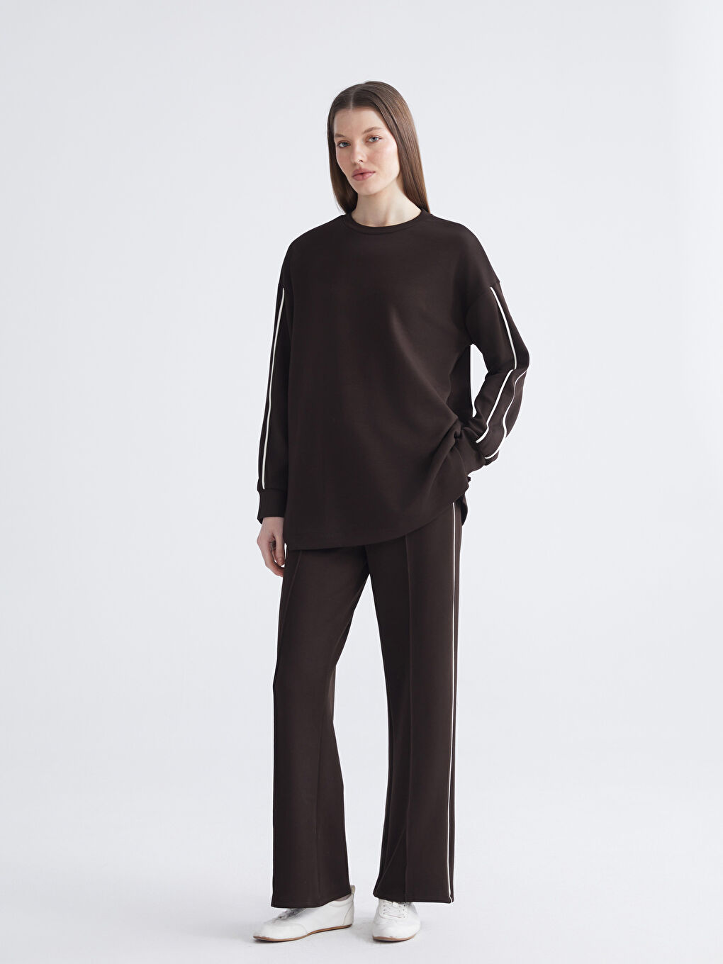 Kahverengi Beli Lastikli Kadın Eşofman Altı