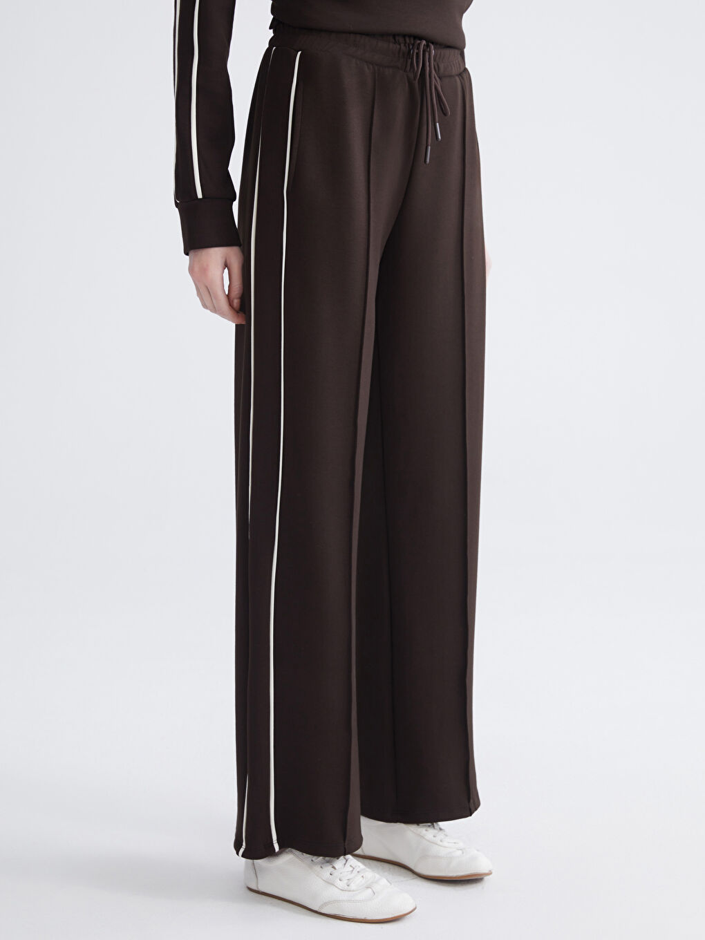 Kahverengi Beli Lastikli Kadın Eşofman Altı-1