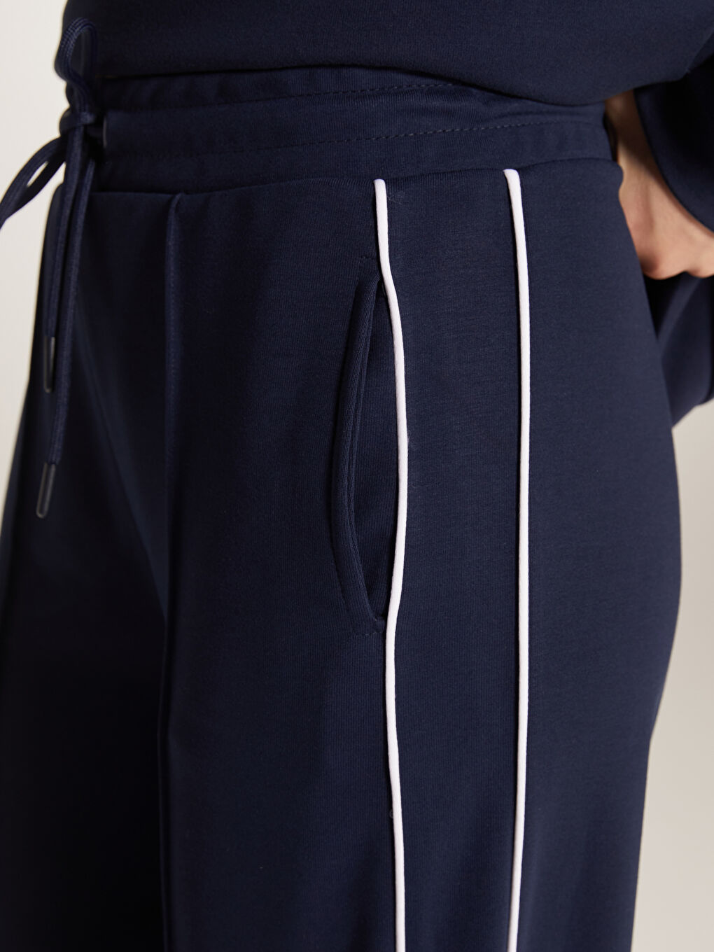 Lacivert Beli Lastikli Kadın Eşofman Altı-5