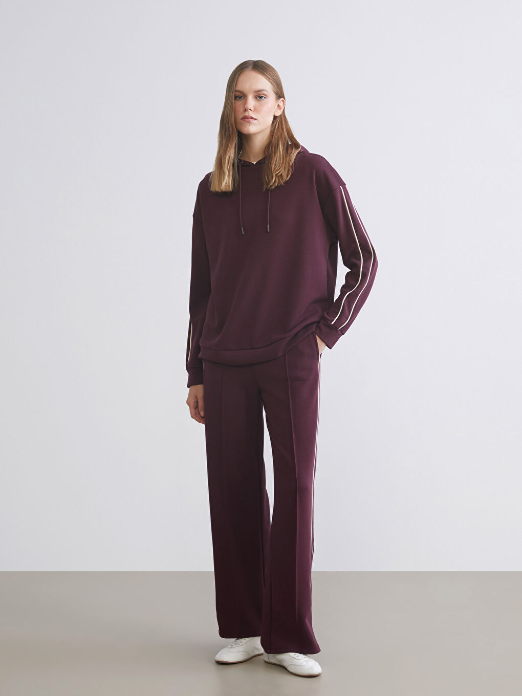 Mürdüm Beli Lastikli Kadın Eşofman Altı-1