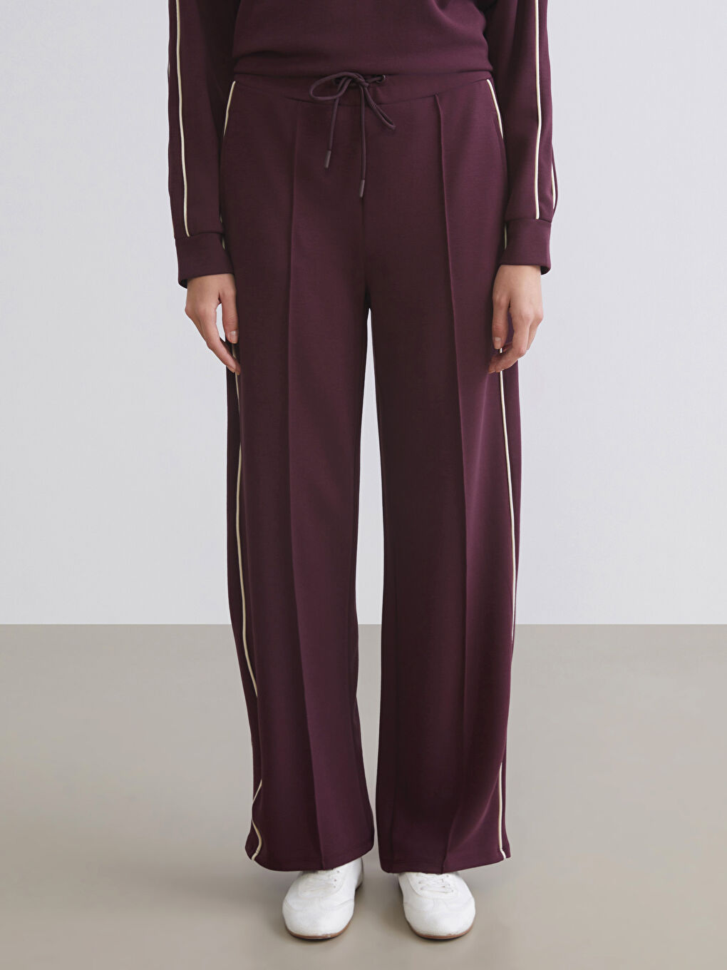 Mürdüm Beli Lastikli Kadın Eşofman Altı-2