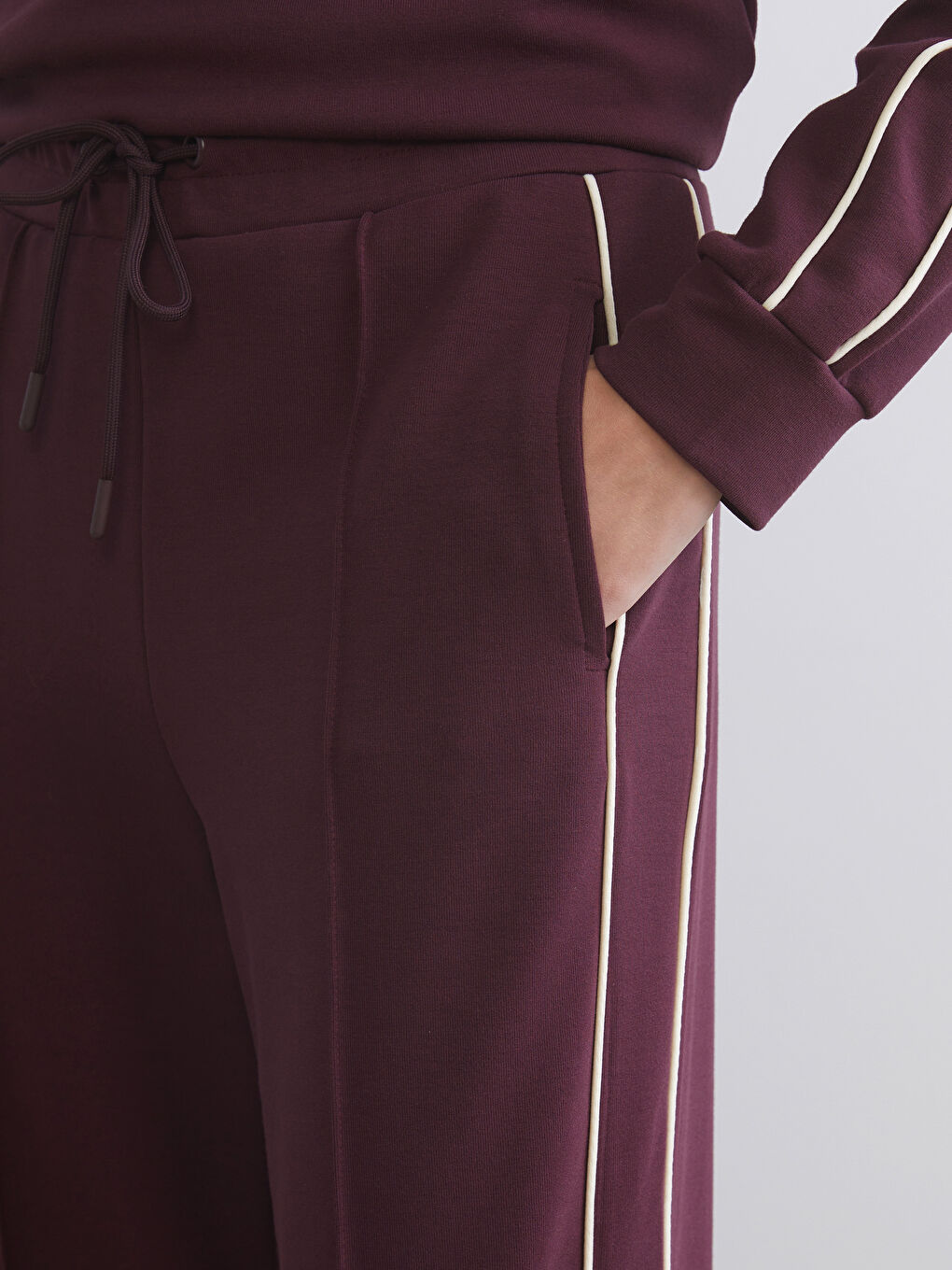 Mürdüm Beli Lastikli Kadın Eşofman Altı-3