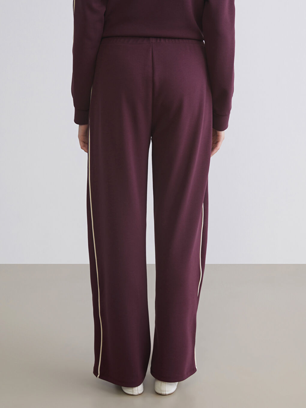 Mürdüm Beli Lastikli Kadın Eşofman Altı-4