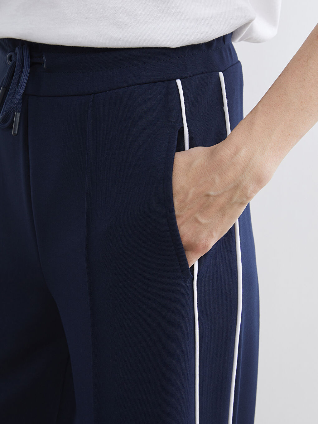 Lacivert Beli Lastikli Kadın Eşofman Altı-4