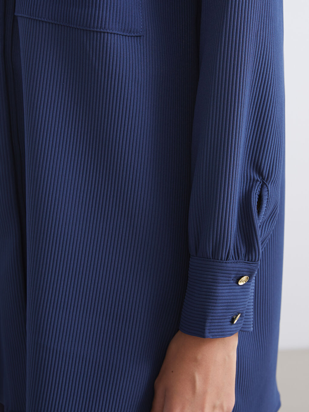 Lacivert Dokulu Oversize Kadın Gömlek Tunik-3