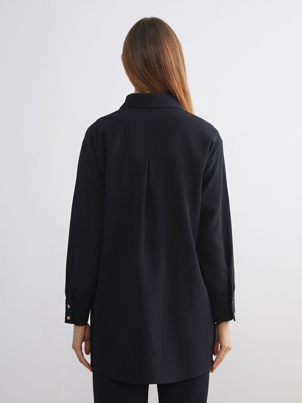 Textured Oversize Women's Shirt Tunic-4