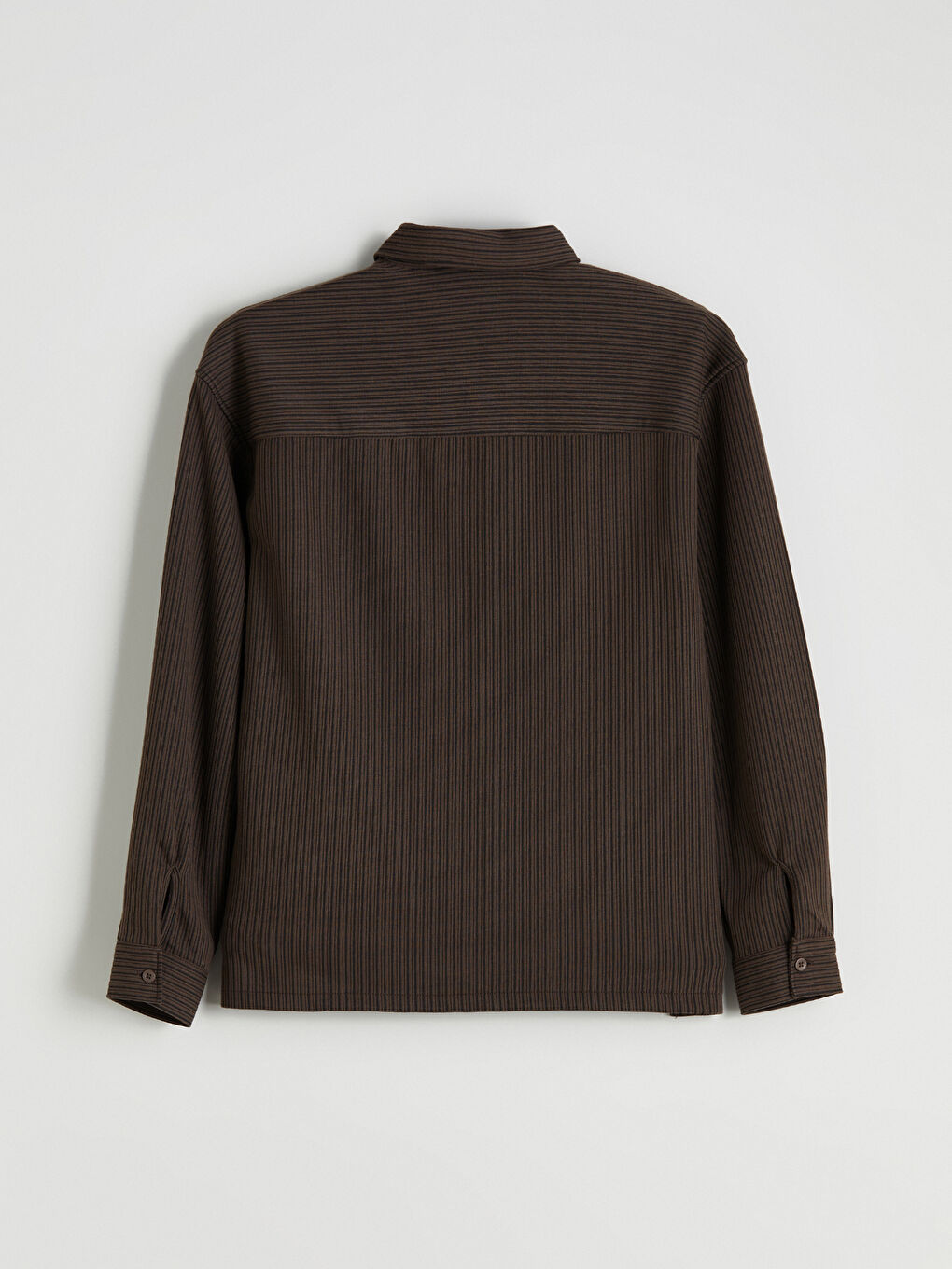 Kahverengi Rahat Kalıp Uzun Kollu Erkek Gömlek-5