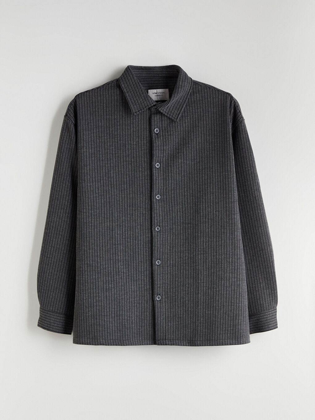 Gri Rahat Kalıp Uzun Kollu Erkek Gömlek-4