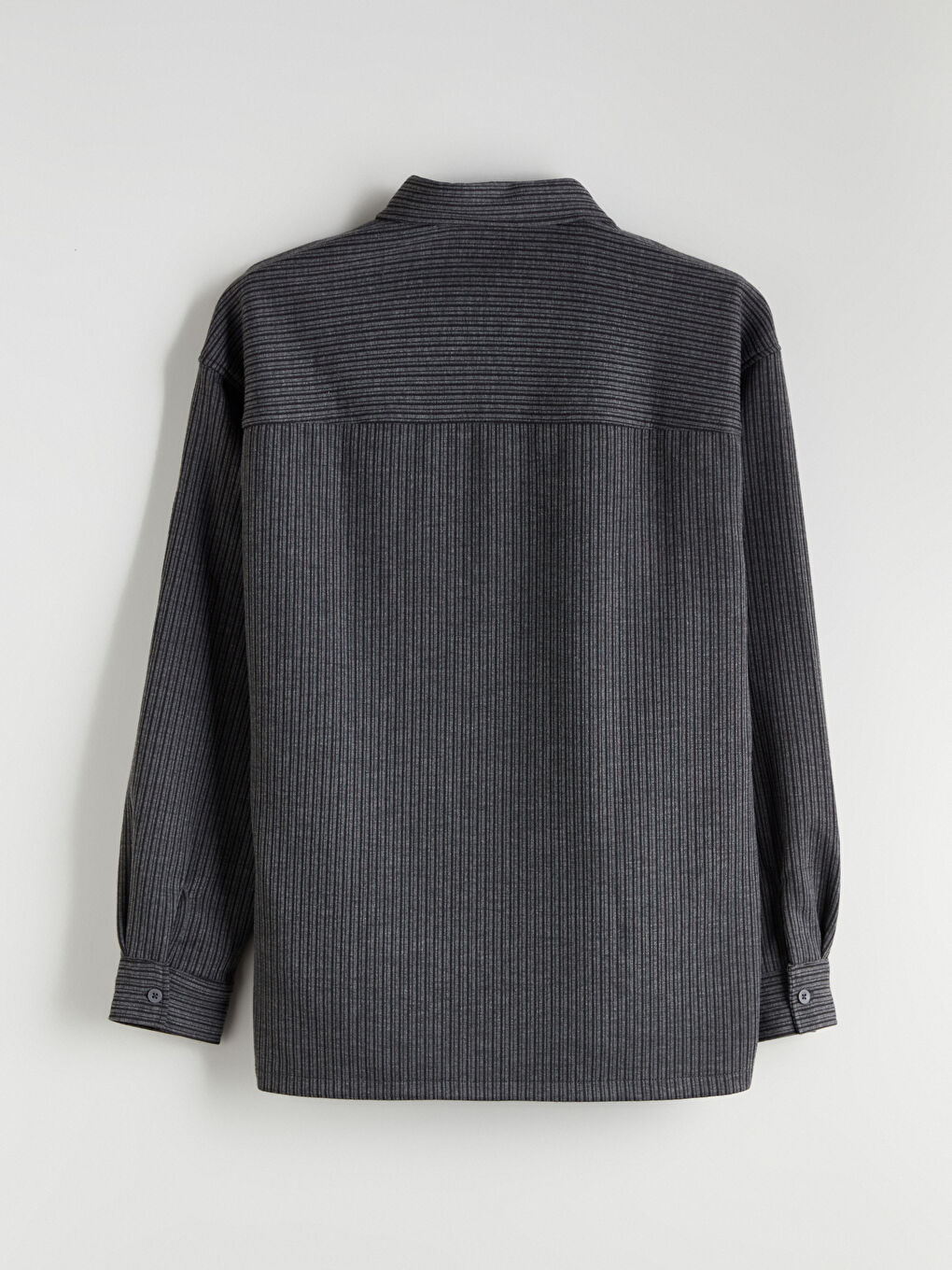 Gri Rahat Kalıp Uzun Kollu Erkek Gömlek-5